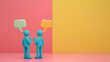 © Dima - Vibrant Cartoon Characters with Speech Bubbles on Colorful Background. Generative AI