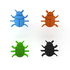 Canvas Print - Colorful System bug concept icon isolated on white background. Code bug concept. Bug in the system. Bug searching. Minimalism concept. 3D render illustration