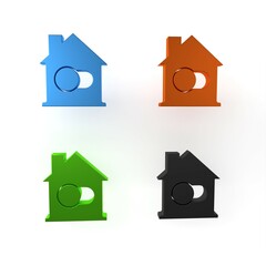 Wall Mural - Colorful Smart home icon isolated on white background. Remote control. Minimalism concept. 3D render illustration