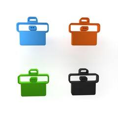 Sticker - Colorful Briefcase icon isolated on white background. Business case sign. Business portfolio. Minimalism concept. 3D render illustration