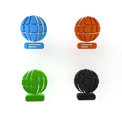 Poster - Colorful Worldwide icon isolated on white background. Pin on globe. Minimalism concept. 3D render illustration