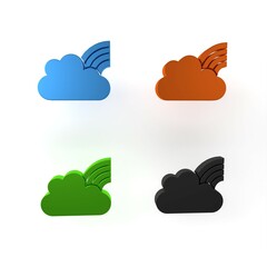 Canvas Print - Colorful Rainbow with clouds icon isolated on white background. Minimalism concept. 3D render illustration