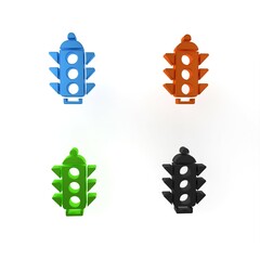 Sticker - Colorful Traffic light icon isolated on white background. Minimalism concept. 3D render illustration