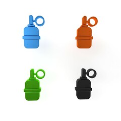 Canvas Print - Colorful Hand grenade icon isolated on white background. Bomb explosion. Minimalism concept. 3D render illustration