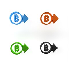 Wall Mural - Colorful Cryptocurrency coin Bitcoin icon isolated on white background. Physical bit coin. Blockchain based secure crypto currency. Minimalism concept. 3D render illustration