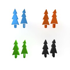 Wall Mural - Colorful Christmas tree icon isolated on white background. Merry Christmas and Happy New Year. Minimalism concept. 3D render illustration