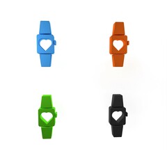 Wall Mural - Colorful Smartwatch icon isolated on white background. Minimalism concept. 3D render illustration