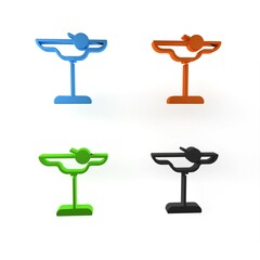 Poster - Colorful Margarita cocktail glass with lime icon isolated on white background. Minimalism concept. 3D render illustration