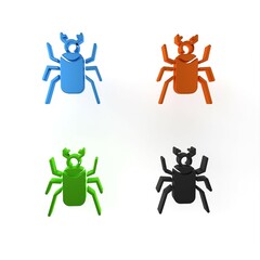 Sticker - Colorful Beetle bug icon isolated on white background. Minimalism concept. 3D render illustration