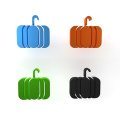 Sticker - Colorful Pumpkin icon isolated on white background. Happy Halloween party. Minimalism concept. 3D render illustration