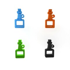 Sticker - Colorful Alcohol drink Rum bottle icon isolated on white background. Minimalism concept. 3D render illustration