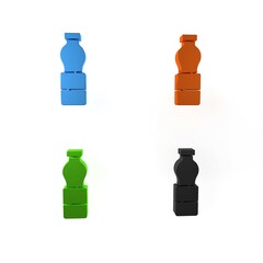 Sticker - Colorful Bottle of water icon isolated on white background. Soda aqua drink sign. Minimalism concept. 3D render illustration