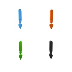 Canvas Print - Colorful Paint brush icon isolated on white background. Minimalism concept. 3D render illustration