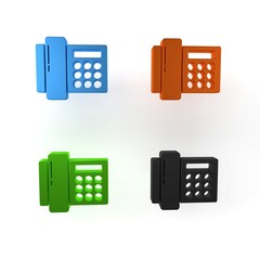 Sticker - Colorful Telephone icon isolated on white background. Landline phone. Minimalism concept. 3D render illustration