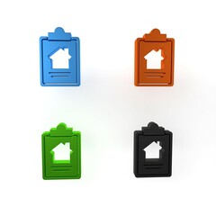 Sticker - Colorful House contract icon isolated on white background. Contract creation service, document formation, application form composition. Minimalism concept. 3D render illustration