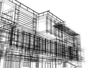 sketch of building 3d rendering