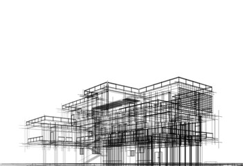 sketch of building 3d rendering