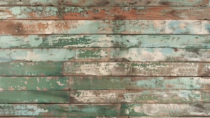 Wall Mural - Weathered wooden planks in faded green