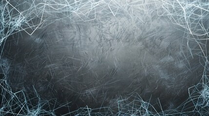 Wall Mural - silver and pale blue lines forming a frost-like network on a dark gray backdrop, spacious for text