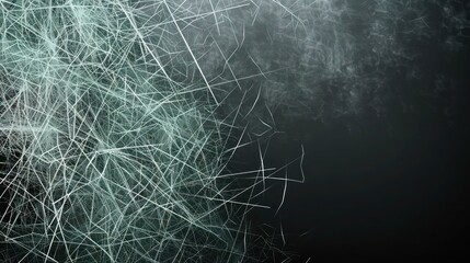 Wall Mural - silver and pale green lines forming a frost-like network against a dark canvas, clear and spacious f