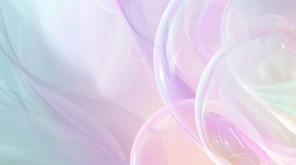 Wall Mural - soft pastel-toned plexus design for a gentle technological feel, text space on the right