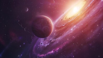 Wall Mural - spiral galaxy with planets and stars in deep space. solar system with nebulae and galaxy. science an