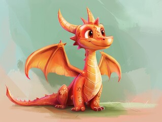 Wall Mural - red dragon in the sky