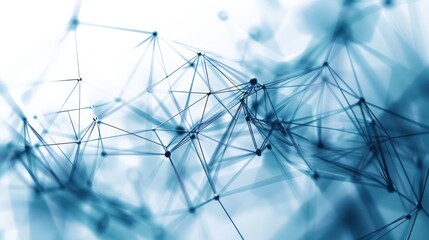 Wall Mural - subdued plexus network in shades of blue and grey, text space strategically placed at the top left
