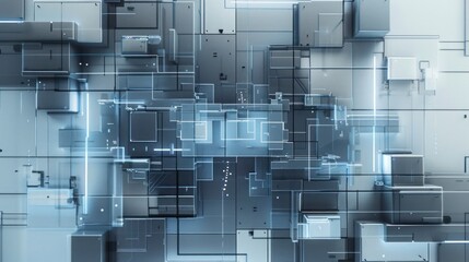 Wall Mural - subdued gray and blue plexus pattern with central text area, perfect for sophisticated themes
