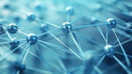 Wall Mural - subdued plexus network in shades of blue and grey, text space strategically placed at the top left