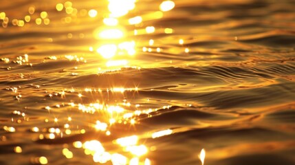 Wall Mural - Golden Water Ripples and Sun Glare.