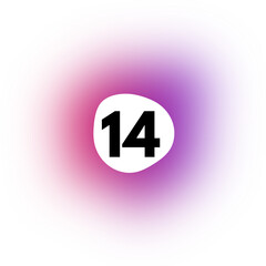 Canvas Print - number 14 icon on transparent background with purple blur gradient