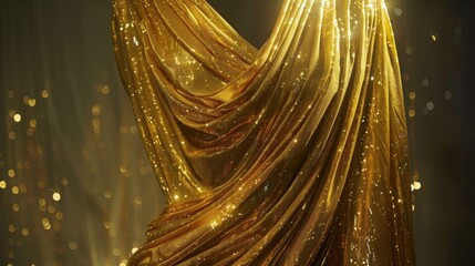 Golden Glitter Fabric Background.