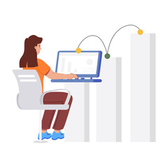Wall Mural - person doing online data analysis, flat illustration