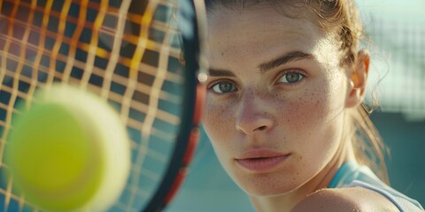 A woman holds a tennis racket and a tennis ball, ready to play or practice