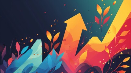 Leinwandbilder - A symbolic arrow graphic depicting growth and progress, with an upward trajectory