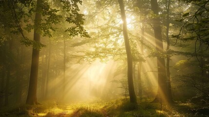 Wall Mural - Sunbeams in the Mist.