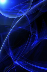 Poster - abstract blue digital waves on black background