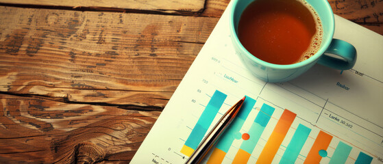 Top View of Colorful Market Research Data Analysis with Charts and Graphs