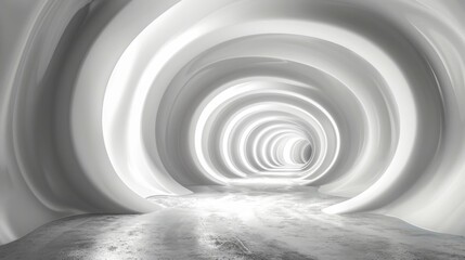 Sticker - Futuristic White Tunnel with Abstract Architecture