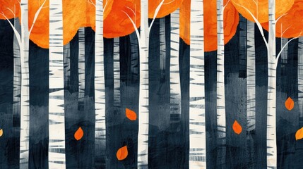 Canvas Print - a painting of a forest with trees and leaves. the mood of the painting is peaceful and serene