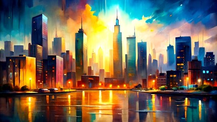 The Symphony of Light: A Captivating Study of Color and Texture in a Cityscape Generative AI Algorithmically generated