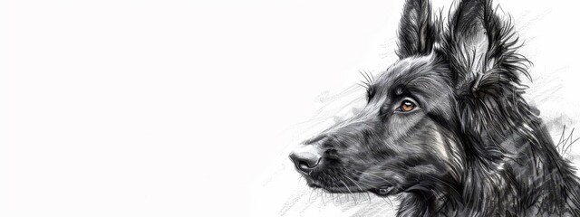 Wall Mural -  A tight shot of a dog's head, its black and gray fur forming a captivating pattern