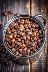 Sticker - Cup filled with freshly roasted coffee beans.