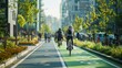 © Attasit - A bike-friendly city with dedicated lanes, cyclists, and green initiatives
