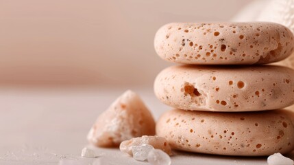 Sticker -  Three doughnuts stacked together, next to a mound of salted doughnuts