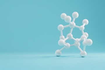 Abstract molecular structure models on blue background with copy space. Mock-up template