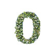 © CS - Number 0. Zero.  Natural garden decor Ivy Plant Artstyle. typography font, alphabet abc, isolated on transparent background png.