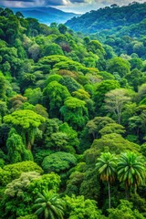 Wall Mural - Lush green rainforest canopy from an aerial view.