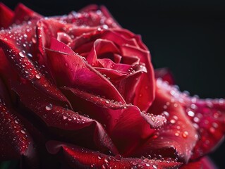 Sticker - red rose with water drops